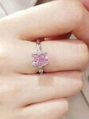 Silver pink ring